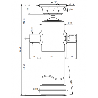 Teleskopski cilinder 3 stopnje 5 ton 1283 mm s kroglo 2037S